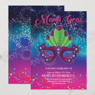 Mardi Gras-festinvitation Inbjudningar