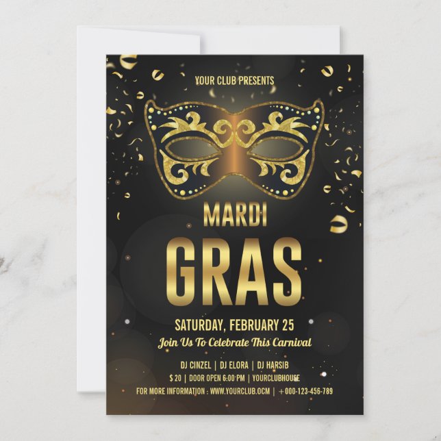 Mardi Gras-festinvitation Inbjudningar (Framsida)