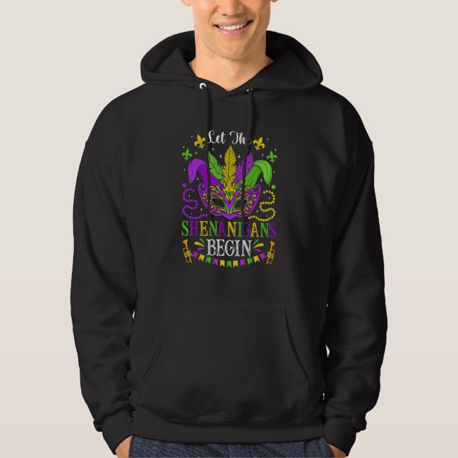 Mardi Gras Festival Mask Beads Let The Shenanigans Hoodie (Framsida)