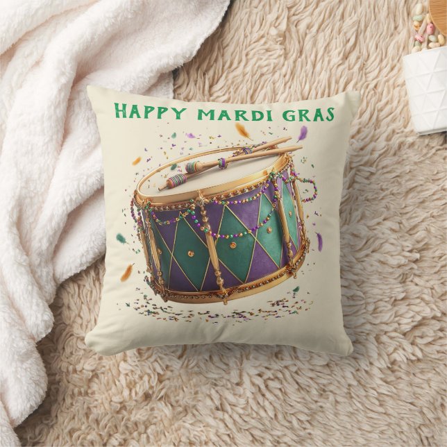 Mardi Gras Festive Drum Kudde (Filt)