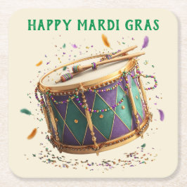 Mardi Gras Festive Drum Underlägg Papper Kvadrat