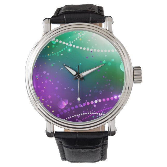 Mardi Gras Festive Lila Background Armbandsur (Framsida)