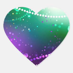 Mardi Gras Festive Lila Background Hjärtformat Klistermärke