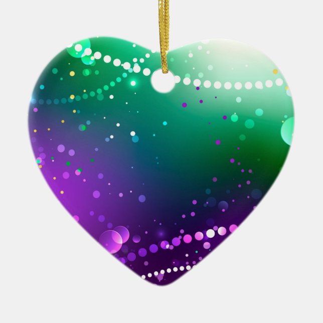 Mardi Gras Festive Lila Background Julgransprydnad Keramik (Framsidan)
