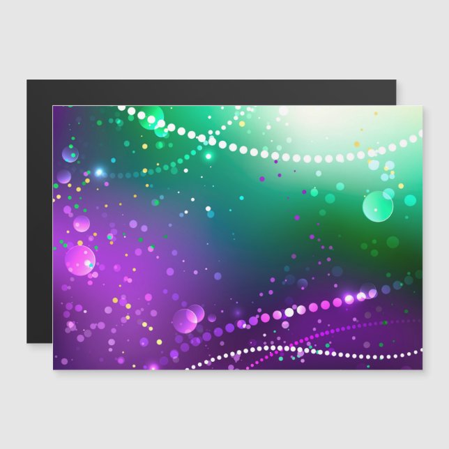 Mardi Gras Festive Lila Background Magnetisk Inbjudningskort (Fram/baksida)