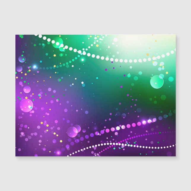 Mardi Gras Festive Lila Background Magnetisk Inbjudningskort (Framsida)