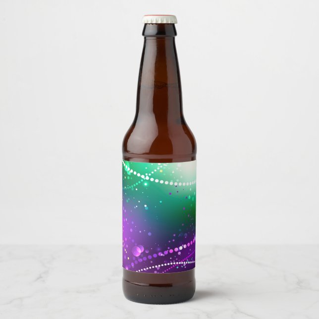 Mardi Gras Festive Lila Background Ölflaska Etikett (Framsida)