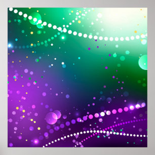 Mardi Gras Festive Lila Background Poster
