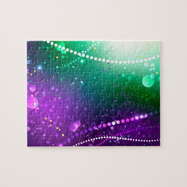 Mardi Gras Festive Lila Background Pussel (Horisontell)