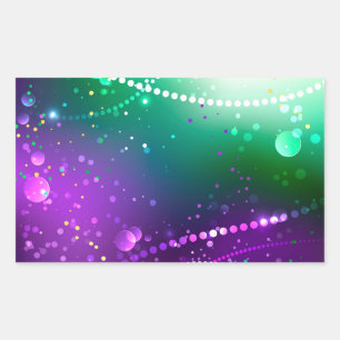 Mardi Gras Festive Lila Background Rektangulärt Klistermärke