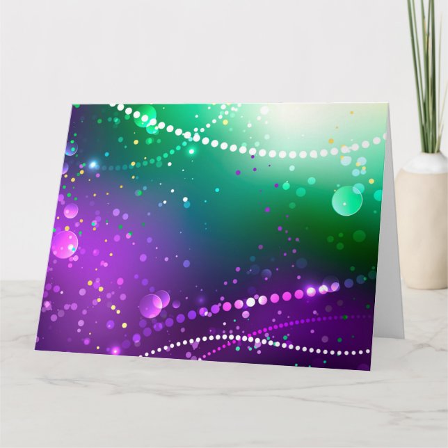 Mardi Gras Festive Lila Background Tack Kort (Framsida)