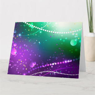 Mardi Gras Festive Lila Background Tack Kort
