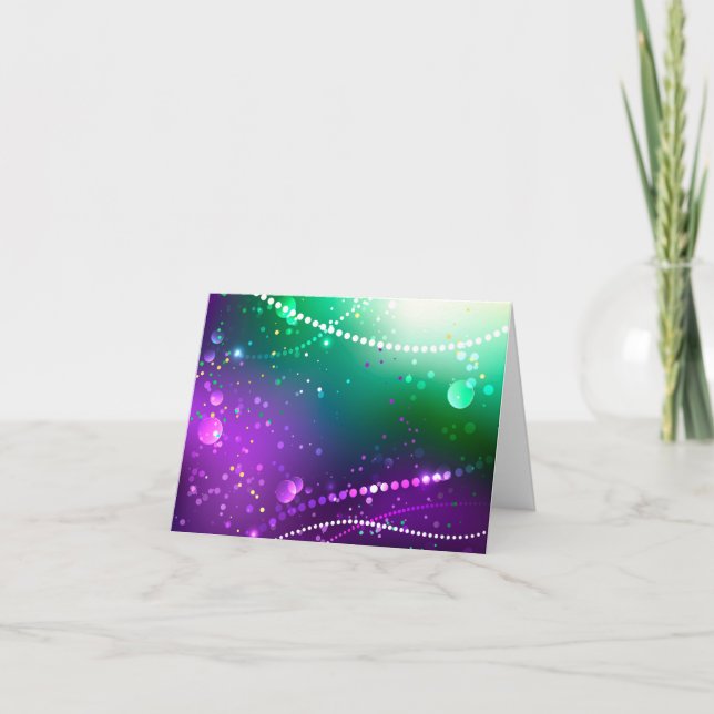 Mardi Gras Festive Lila Background Tack Kort (Framsida)