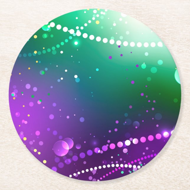 Mardi Gras Festive Lila Background Underlägg Papper Rund (Framsidan)