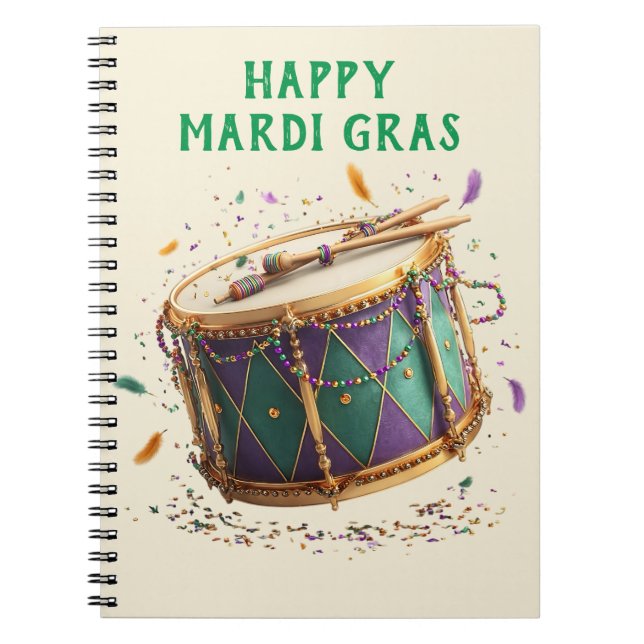 Mardi Gras-festlig trumma Anteckningsbok (Framsidan)
