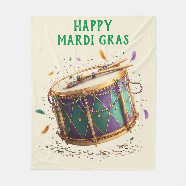 Mardi Gras-festlig trumma Fleecefilt (Framsidan)