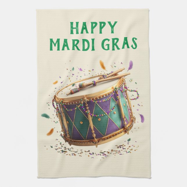 Mardi Gras-festlig trumma Kökshandduk (Vertikal)