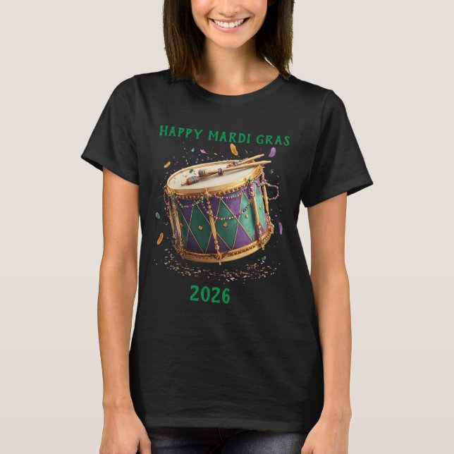 Mardi Gras-festlig trumma T Shirt (Framsida)