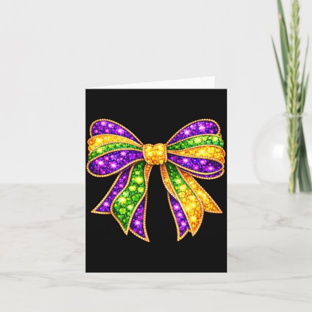 Mardi Gras Fet Coquette Bow Tisdag Barn Flickor Kv Kort (Framsida)