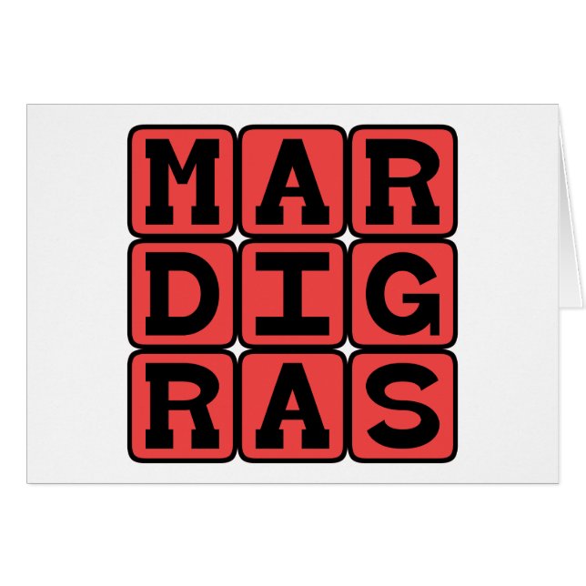 Mardi Gras, Fettisdagen Hälsningskort (Framsidan Horizontal)
