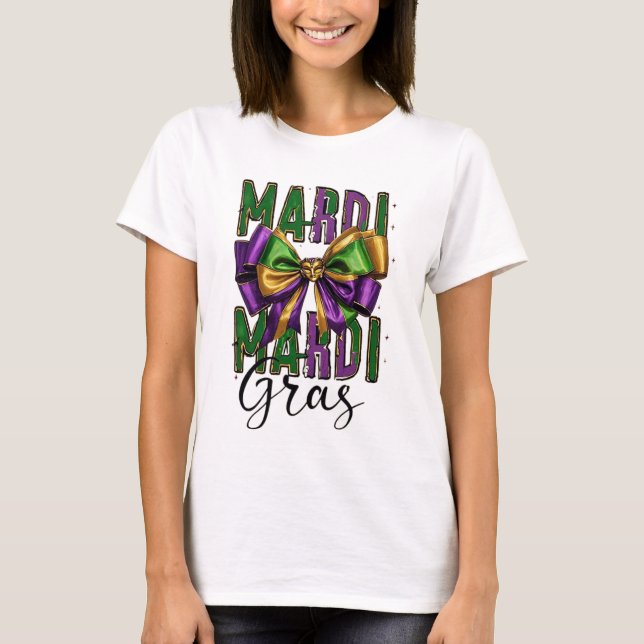 Mardi Gras Firande Bow T Shirt (Framsida)