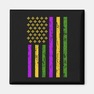 Mardi Gras Firande Us Mardi Gras Flagga Magnet