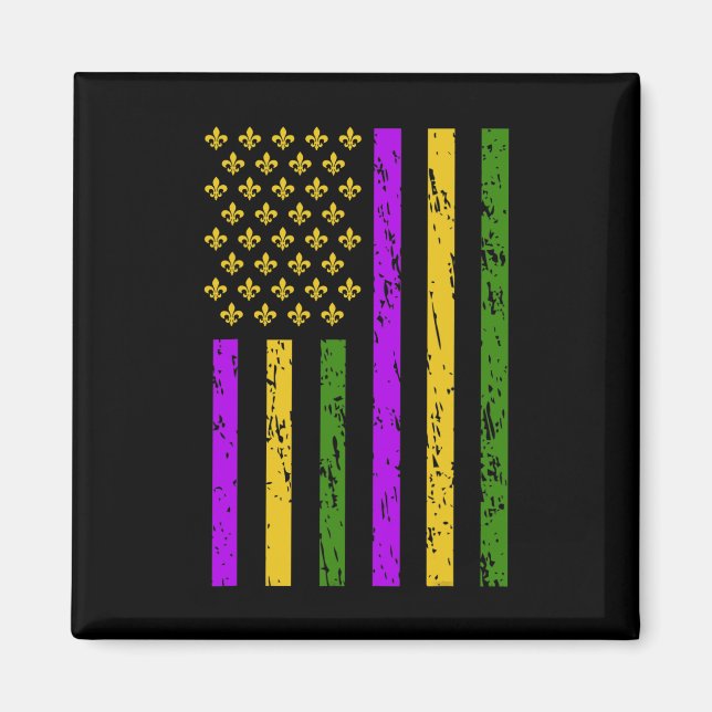 Mardi Gras Firande Us Mardi Gras Flagga Magnet (Framsidan)