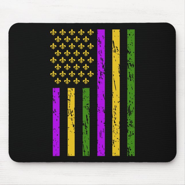 Mardi Gras Firande Us Mardi Gras Flagga Musmatta (Framsidan)