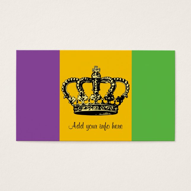 Mardi Gras Flagga Krona Visitkort (Framsidan)
