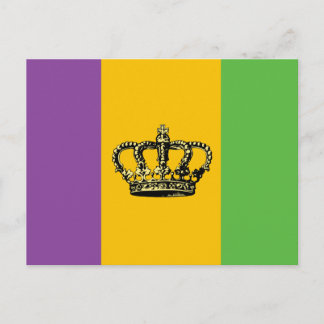 Mardi Gras Flagga Krona Vykort