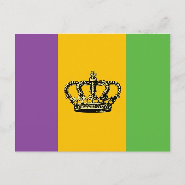 Mardi Gras Flagga Krona Vykort (Framsida)