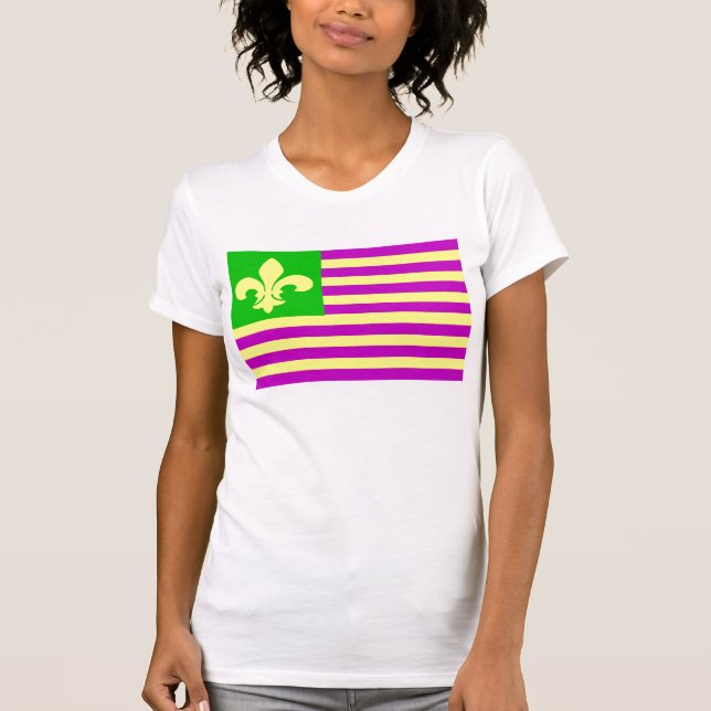 Mardi Gras Flagga Tee Shirt (Framsida)