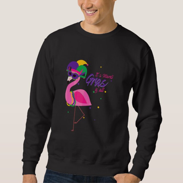 Mardi Gras Flamingo Bird Lång Ärmad Tröja (Framsida)