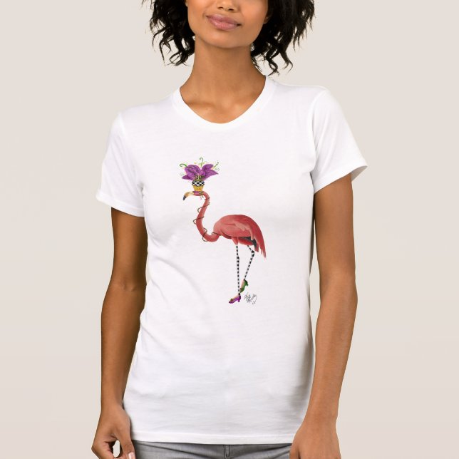 Mardi Gras Flamingo Fullt T-shirt (Framsida)