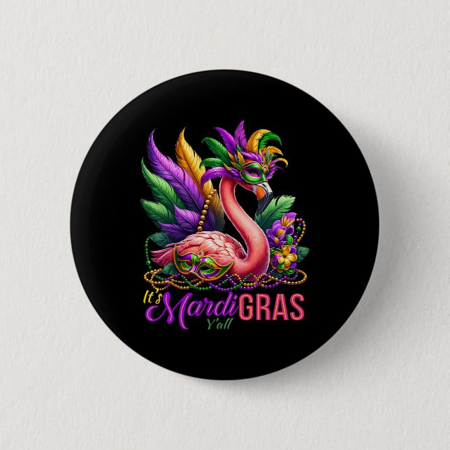 Mardi Gras Flamingo Hawaiian Tropical Party Manar  Knapp (Framsida)