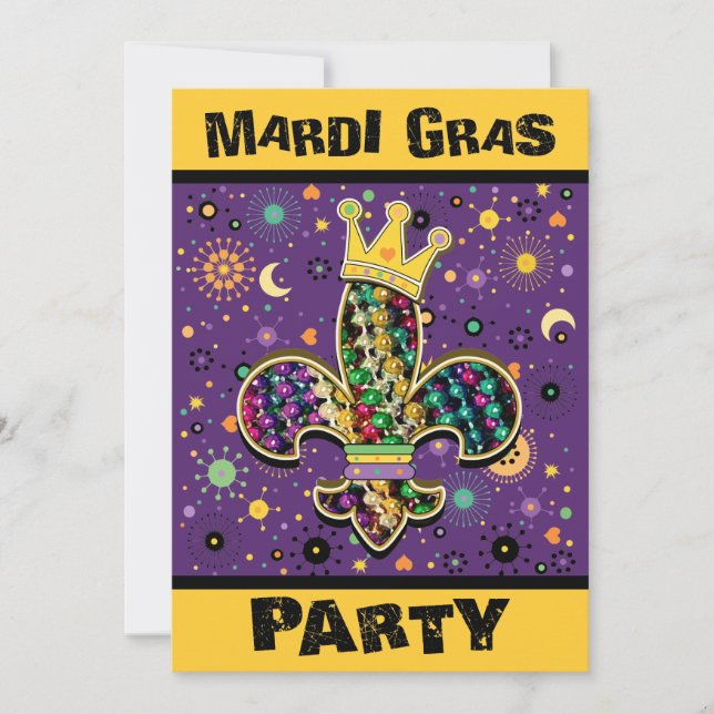 Mardi Gras Fleur Celebrate Inbjudningar (Framsida)