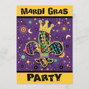 Mardi Gras Fleur Celebrate Inbjudningar