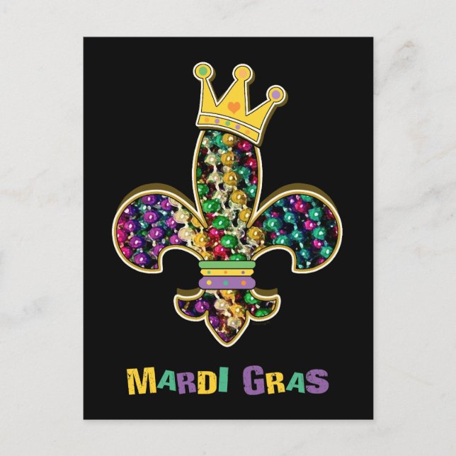 Mardi Gras Fleur Celebrate Vykort (Framsida)