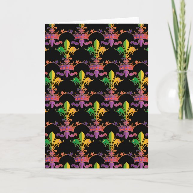 Mardi Gras Fleur de Kröna Kort (Framsida)