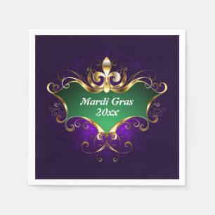 Mardi Gras Fleur-de-lis Add Year Pappersservett