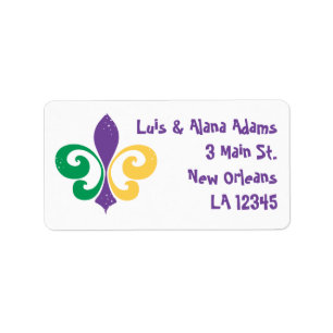 Mardi Gras Fleur De Lis Adressetikett