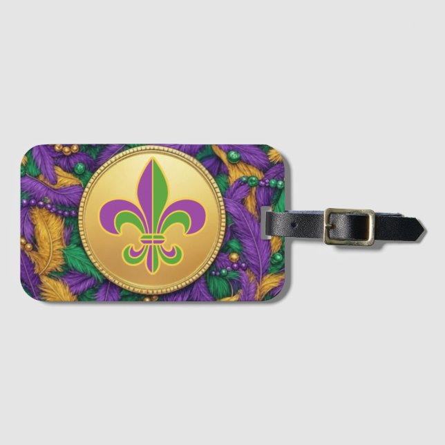 Mardi Gras Fleur de lis Bagagebricka (Framsida horisontal)