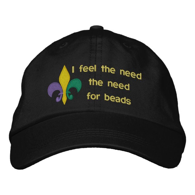 Mardi Gras ~ Fleur De Lis Broderad Keps (Framsida)