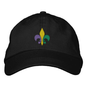 Mardi Gras ~ Fleur De Lis Broderad Keps