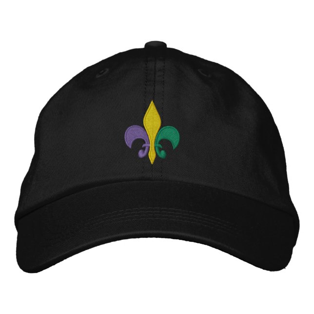 Mardi Gras ~ Fleur De Lis Broderad Keps (Framsida)