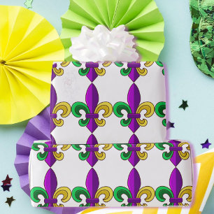 Mardi Gras Fleur de Lis Carnival Lila Grönt Gift Presentpapper
