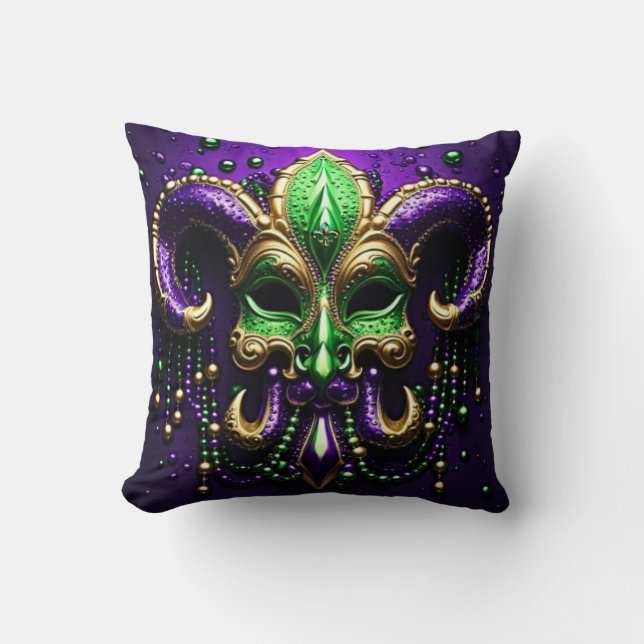 Mardi Gras Fleur De Lis Design 2024 Kudde (Framsida)
