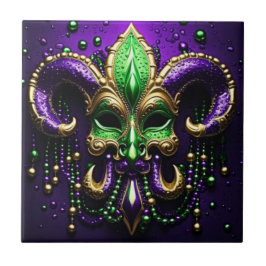 Mardi Gras Fleur De Lis Design Kakelplatta