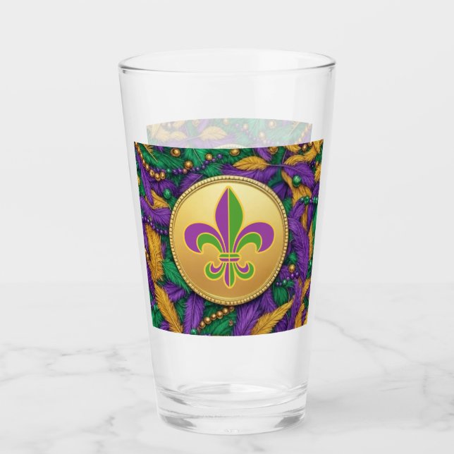 Mardi Gras Fleur de lis Glaskopp (Framsida)