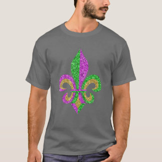 Mardi Gras Fleur De Lis Glitter Carnival Jester Me T Shirt